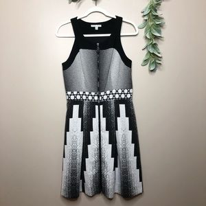 Alberto Makali Sz 6 Black and White Full ZIP Dress